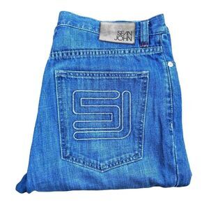 Sean John Embroidered Jeans Size 32 Blue